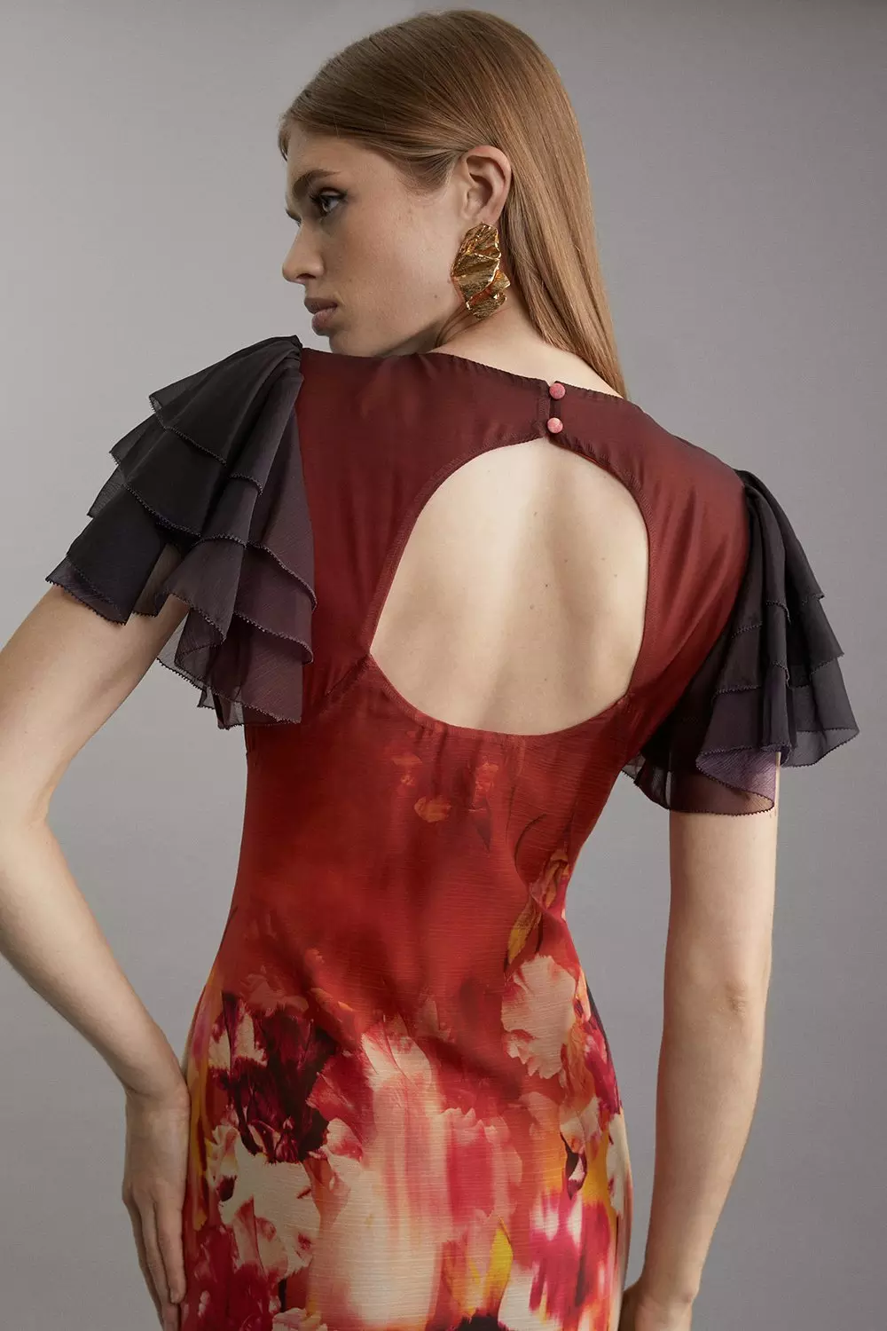 安心追跡【KAREN MILLEN】織り生地 ビーズ装飾 タッセル ドレス □Karen Millen - ビーズ飾りのタッセル織りマキシワンピース